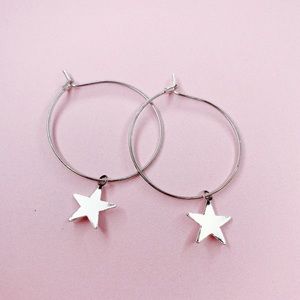 PRICE DROP • Silver Star Hoop Earrings